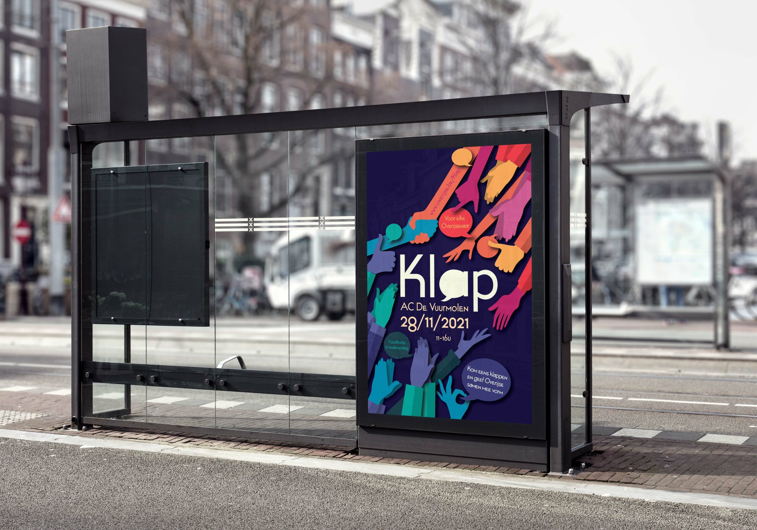 Affiche Klap-festival op bushalte