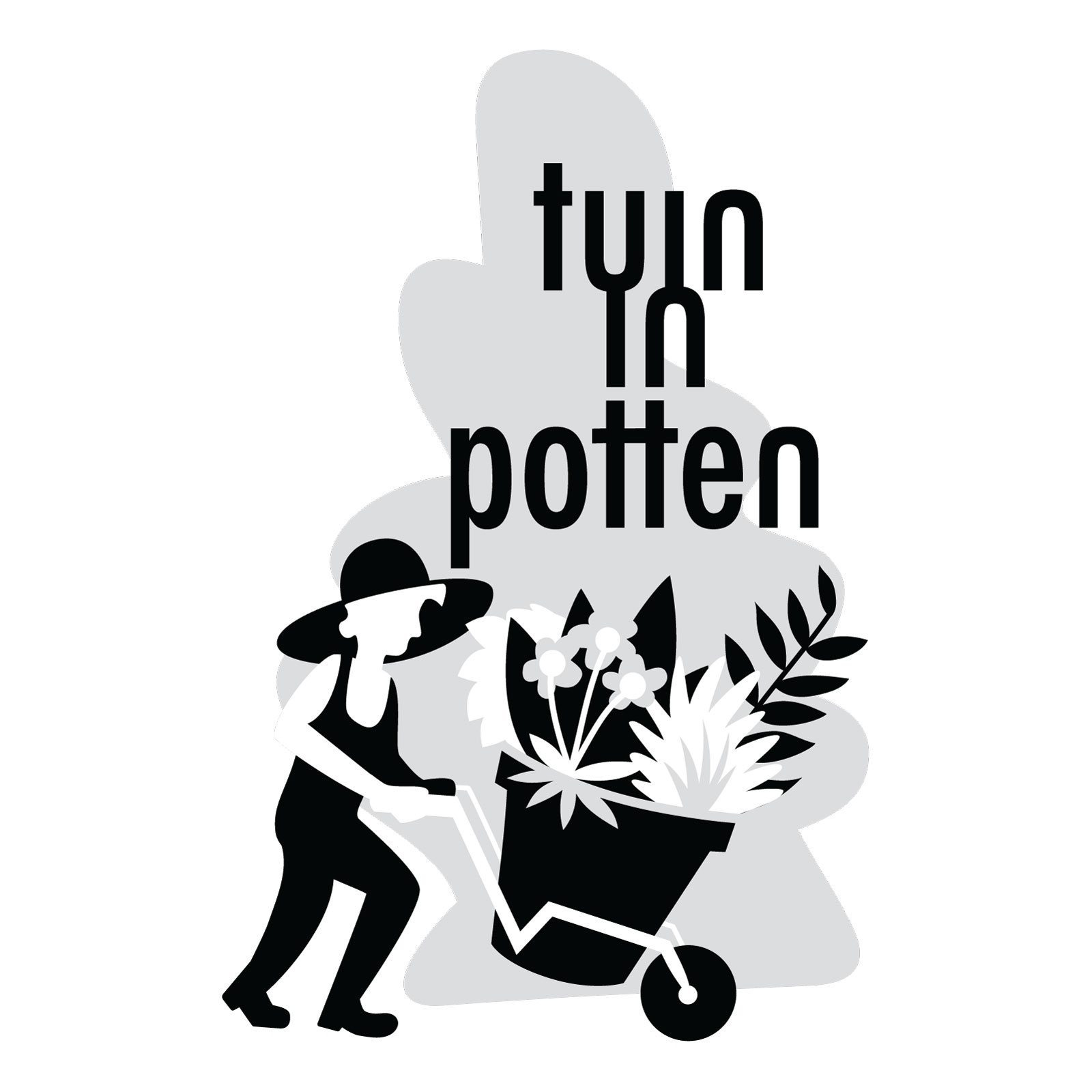 Logo in zwart-wit Tuin in Potten